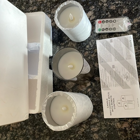 NIB Grey Glass LED Candle Set with Remote - Picture 3 of 7